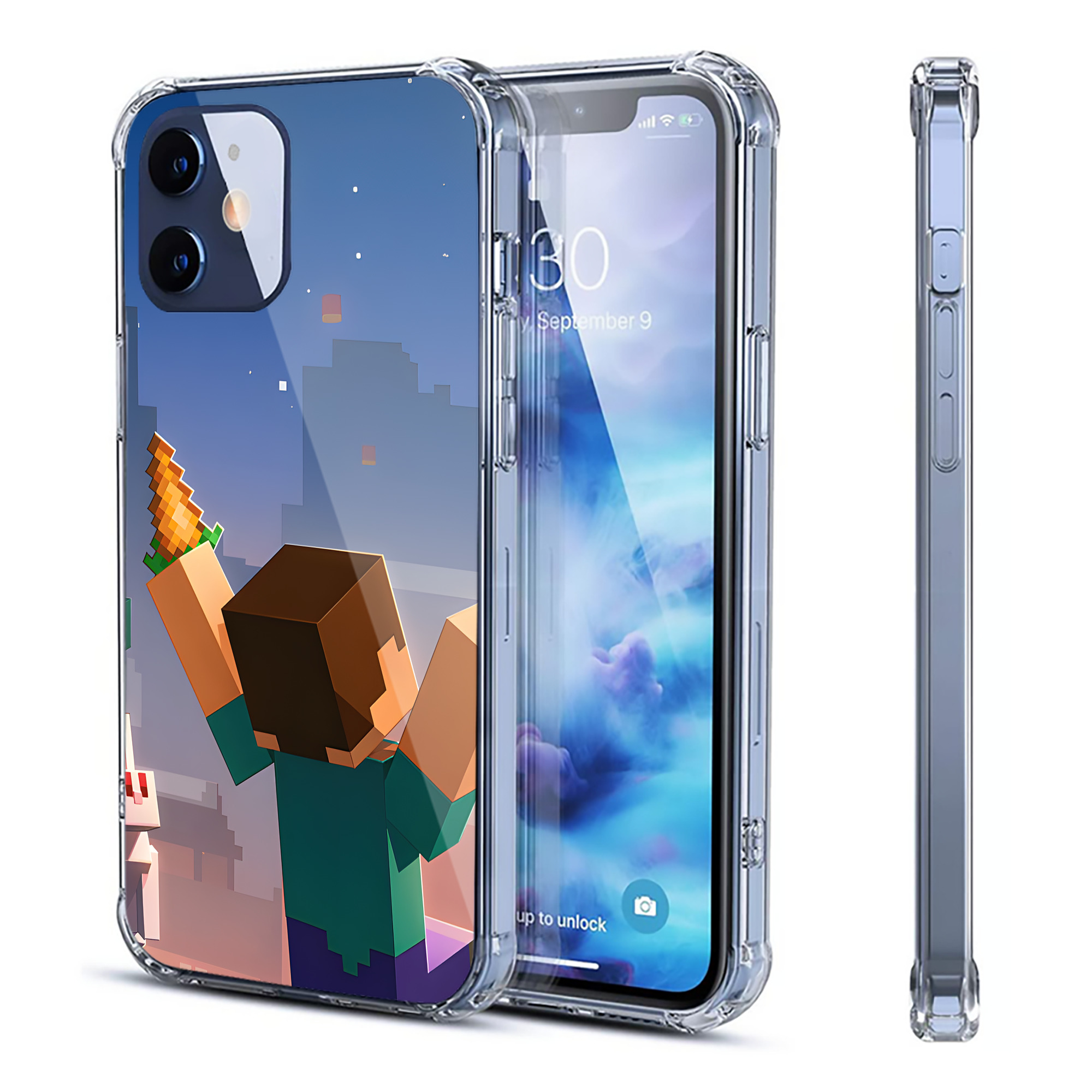 （画像用） マインクラフト ブロックの世界 Minecraft MC Block world 【iPhone 12シリーズ対応】透明スマホケース（クリアソフトケース）